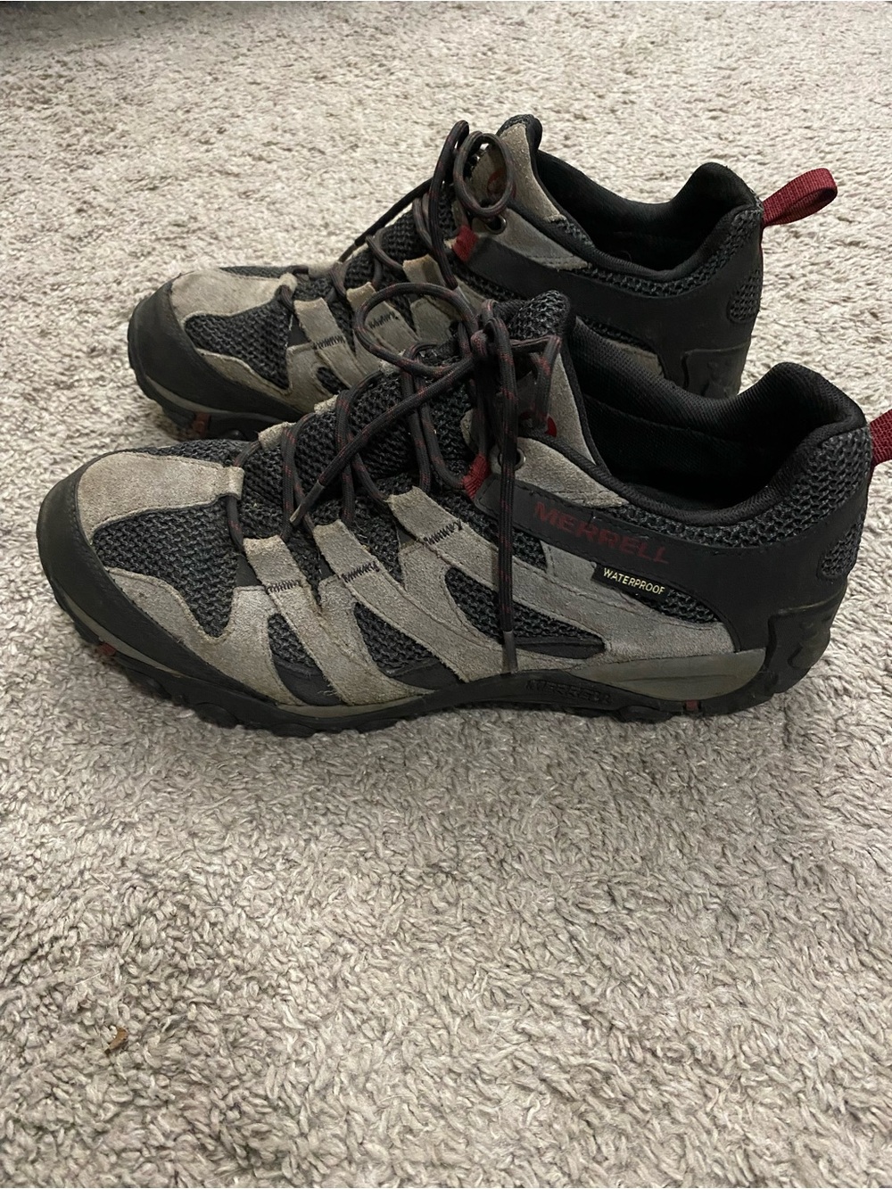 Merrell Men’s Trail Hiking Shoes in Gray, Black and Red